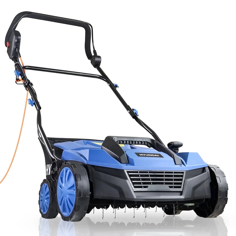 Hyundai 1800w Electric Lawn Scarifier/Aerator/Lawn Rake, 230v, 380mm Working Width, 5 Heights, 45l Grass Box & 10m Cable, Scarifier