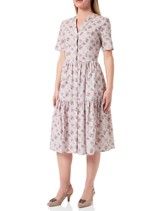 BERWIN & WOLFF TRACHT FOLKLORE LANDHAUS Women's 825189 Dress, grau mit rosa, 38