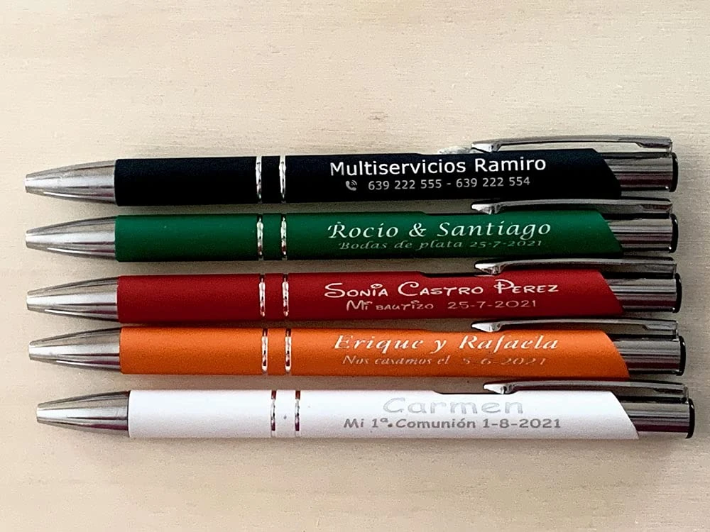 Personalised Metal Ballpoint Pens with Soft Rubber Feel in Matte Colour - Pack of 100
