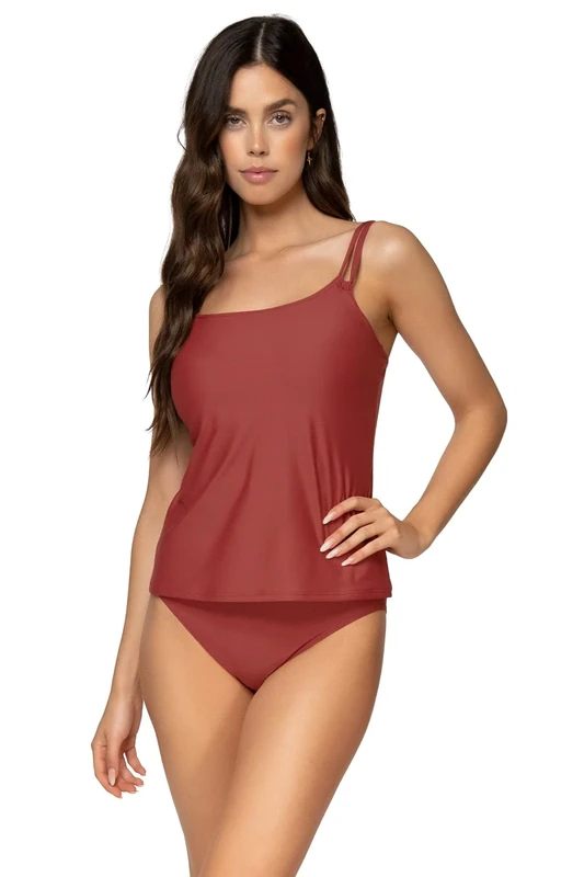 Sunsets Women's Standard Taylor Tankini Swimsuit Top with Underwire, Tuscan Red, 30/34DD/F