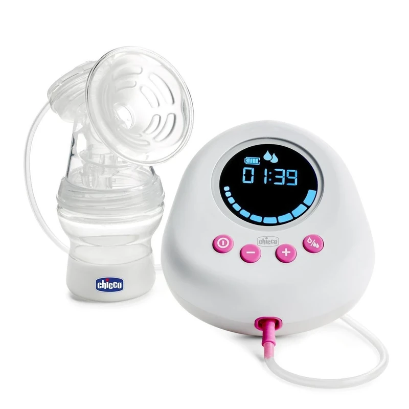 Chicco Electric Breast Pump with Stimulation and Extraction Phases, 10 Intensity Levels, Comfortable and Fast, Ergonomic Shape, with Tilted Teat and Leak-Proof Lid, White, 150 ml