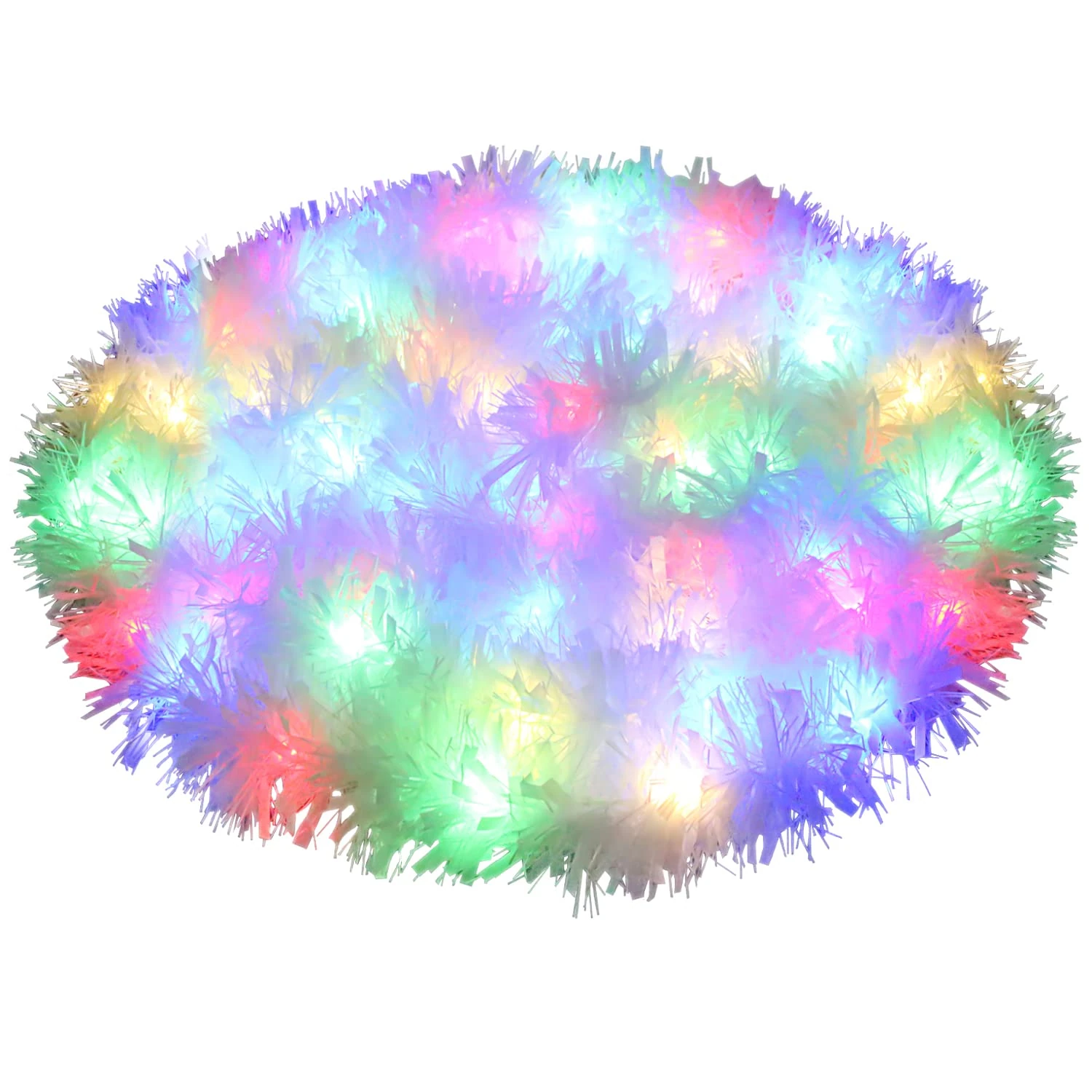 LOKIPA Lighted Snow Christmas Tinsel Garland Decoration,White Lighted Xmas Tinsel Decoration for Christmas Tree