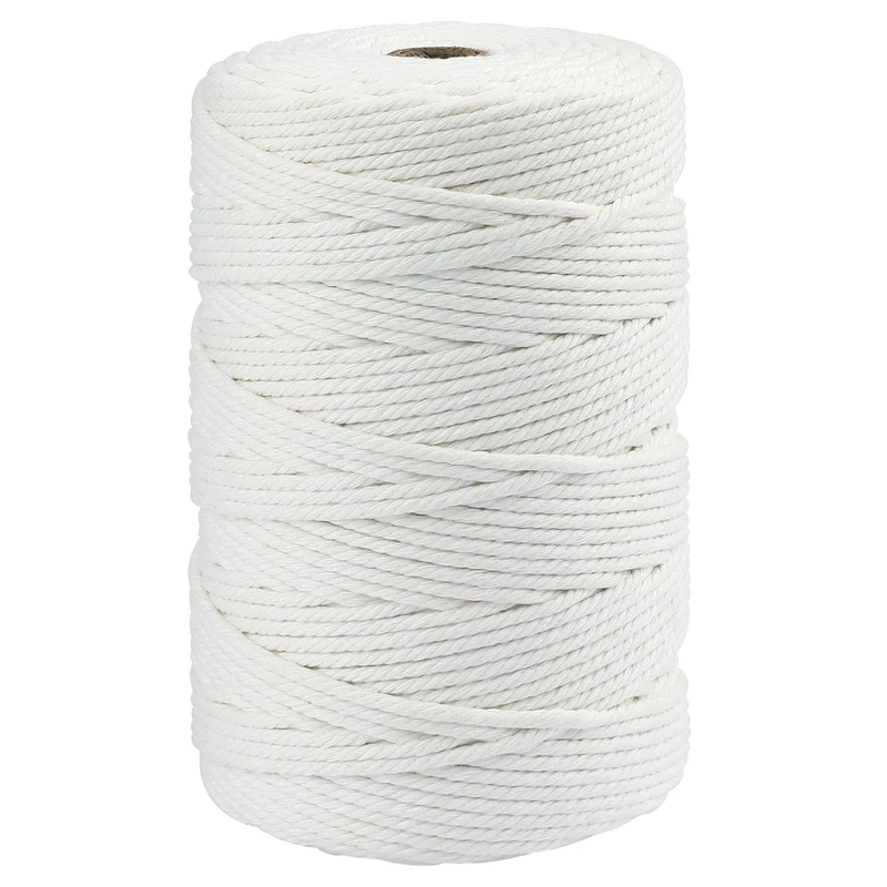 jijAcraft 3MM White Cotton String Twine, 200M/656ft Natural Butchers String for Cooking, Cotton Macrame Rope Cord for Arts and DIY Crafts, Decorating, Gardening, Bundling Weaving