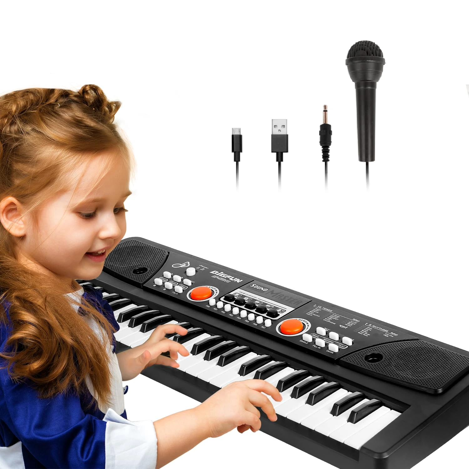 m zimoon Kids Keyboard Piano, 49 Keys Electronic Piano with Microphone Portable Music Keyboard Musical Instrument Piano Birthday Xmas Day Gifts Age for 3+ Years Girls Boys