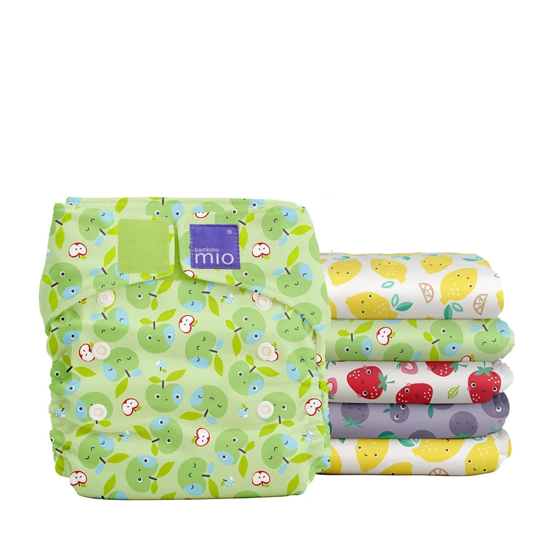 Bambino Mio, Washable Miosolo Classic Nappies, Reusable Cloth Nappies Set (Cute Fruit 2) Baby and Toddler