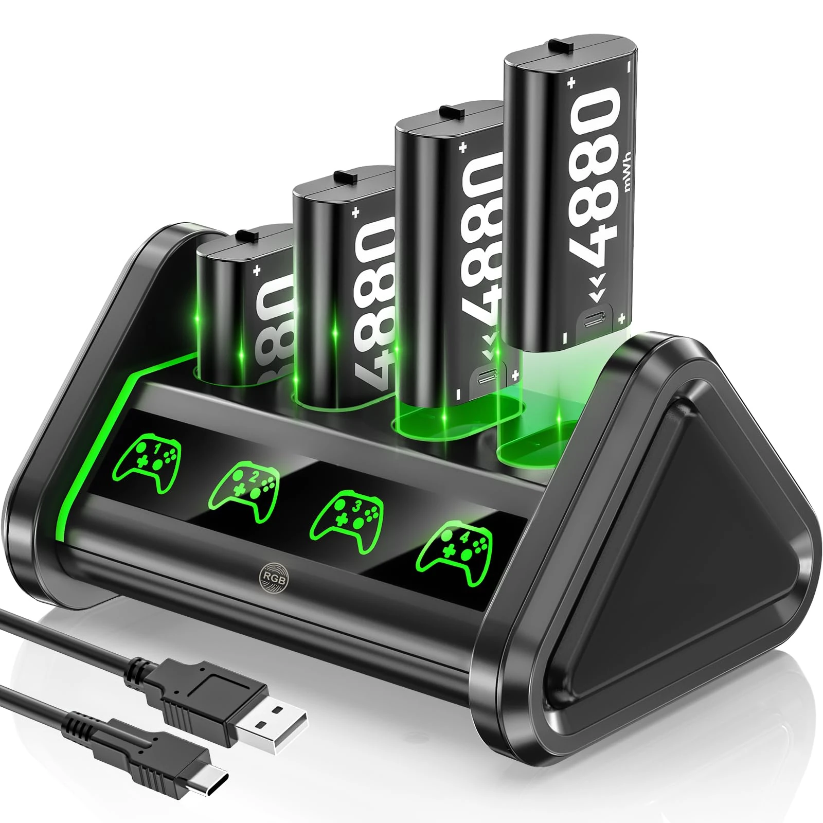 OIVO 4 x 4880mWh Xbox Controller Battery Pack for XBX One/X-box Series X|S, Rechargeable Batteries Xbox Controller, XBX Series Battery with Charger Station