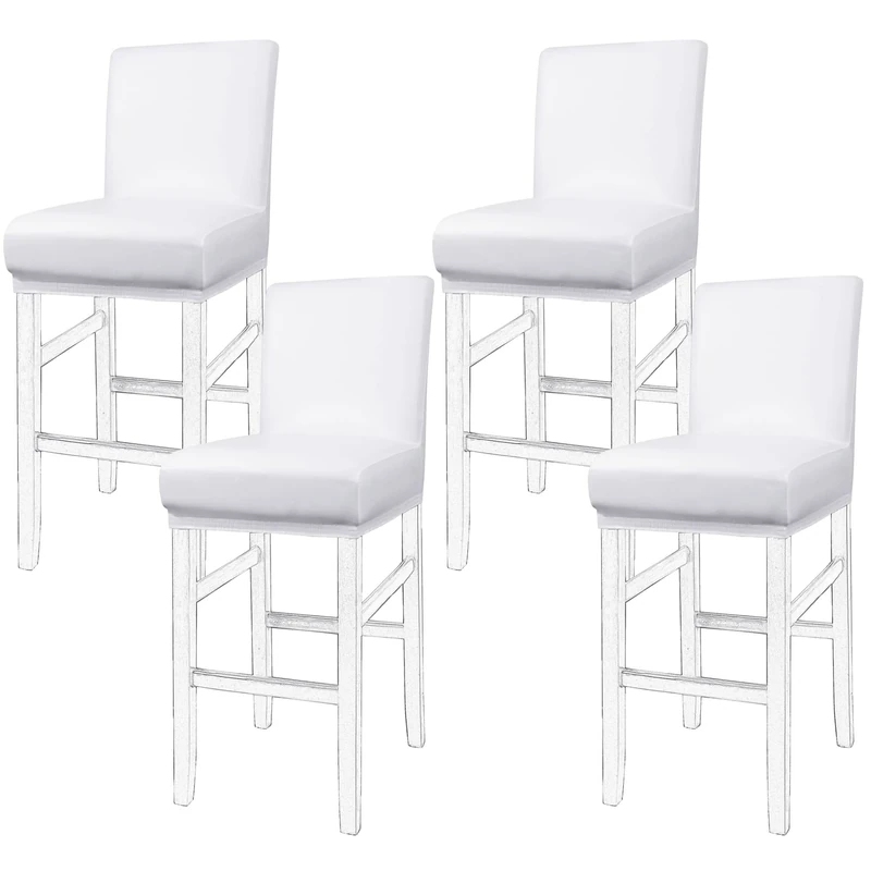PiccoCasa Pack of 4 Bar Stool Covers, Waterproof Dining Chair Covers for Home Kitchen Dining Room Pub Counter, PU Leather Soft Removable Chair Cover Slipcover Protector White