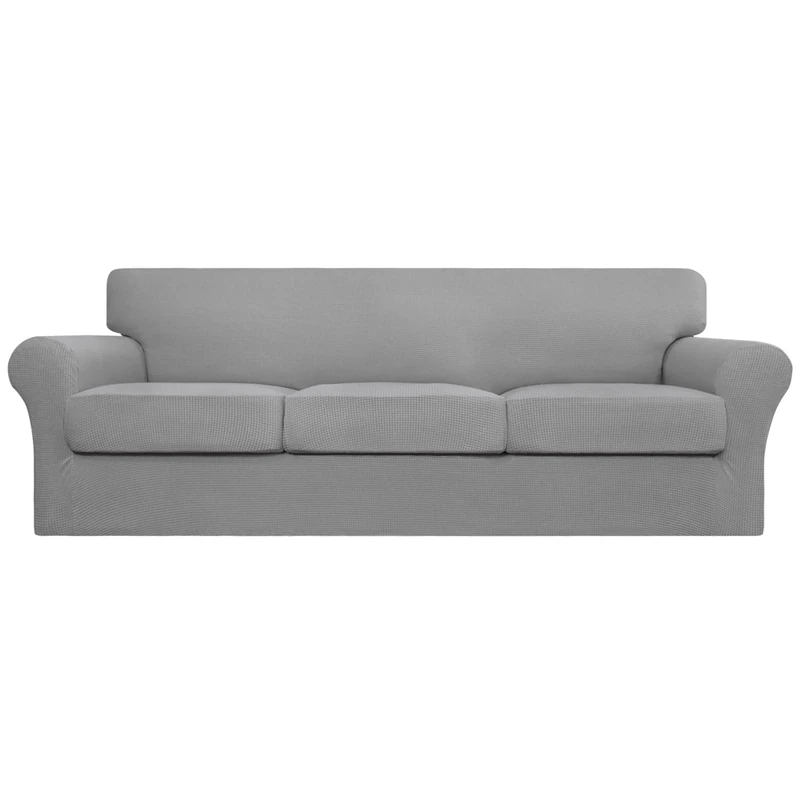 Easy-Going 4 Pieces Stretch Couch Cover Oversized Sofa Cover for Dogs Washable Sofa Slipcover for 3 Separate Cushion Couch Spandex Elastic Furniture Protector for Pets (Light Gray, Oversized Sofa)
