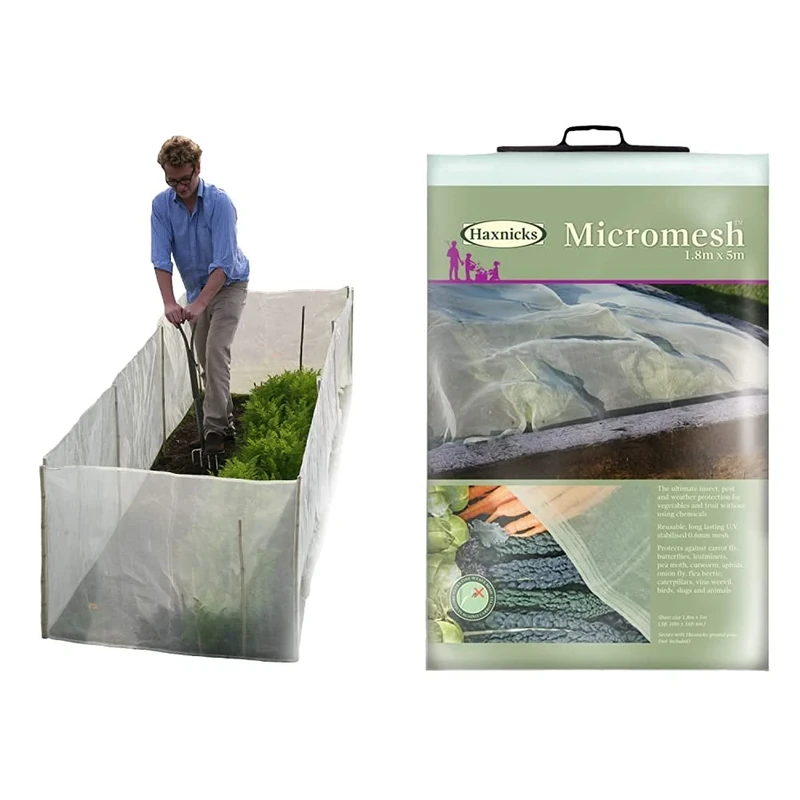 Haxnicks Tierra Garden Eco160101 Pack of 2 Micromesh Pest and Wind Barrier, White, 400 x 70 x 70 cm & Eco030101 Prepack Micromesh, Transparent, 500 x 180 x 180 cm