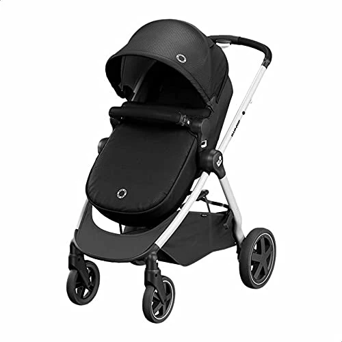 Maxi-Cosi Compatible – Zelia2 Strollers – Essential Black (Grey Aluminium Frame + Black Leather) - Image 1