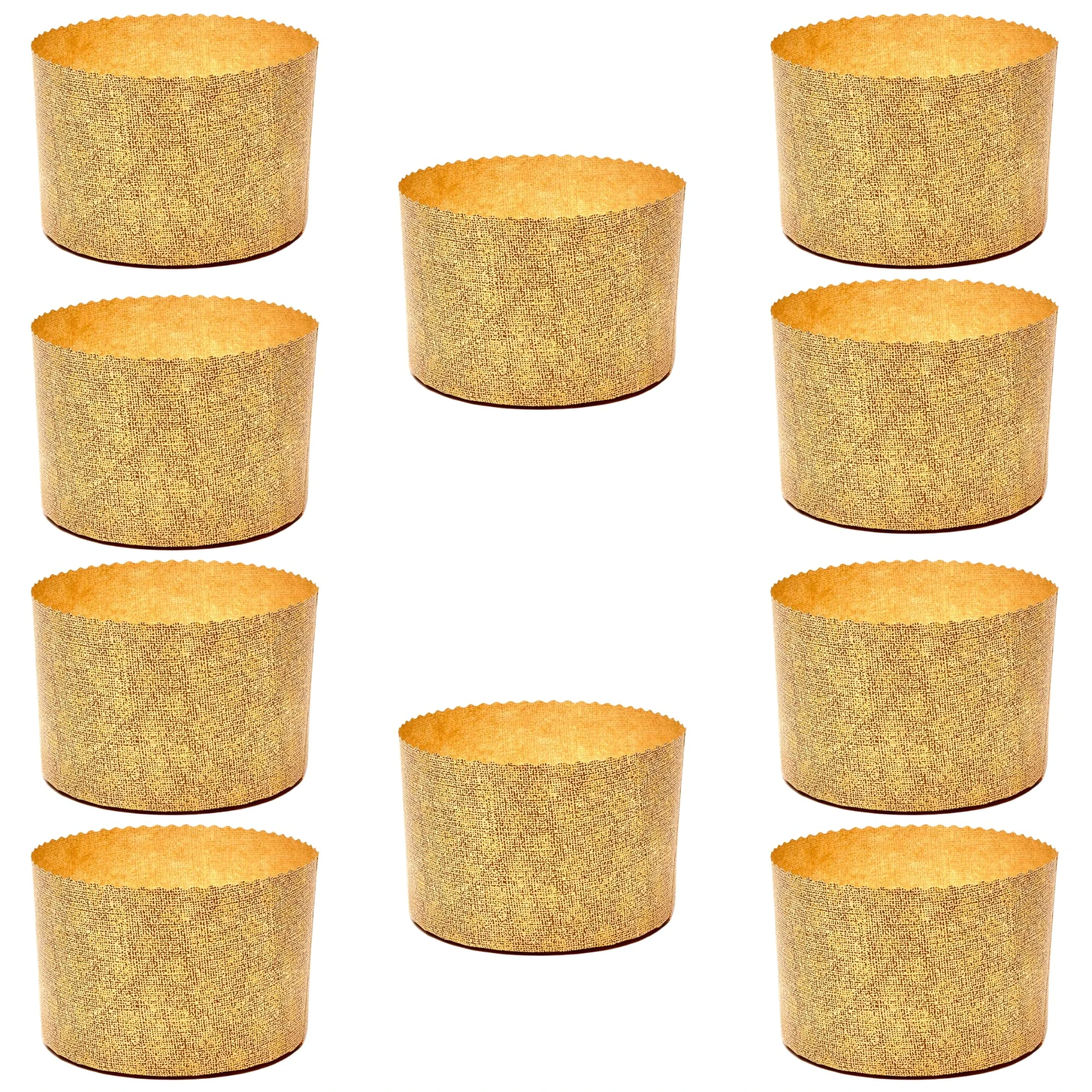 Tall Panettone Mould, 750 g, 10 Pcs, Professional Panettone Paper Moulds Made of Pure High Density Cellulose, Calendered, Panettone Baking Moulds, Heat Resistant to 200 °C
