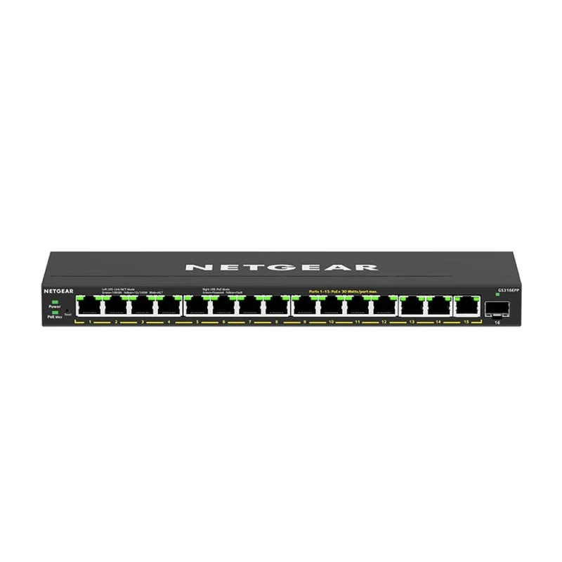 NETGEAR 16-Port PoE Gigabit Ethernet Plus Switch (GS316EPP) - Managed With 15 X PoE+ @ 231W, 1 X 1G SFP Port, Desktop/Wall Mount
