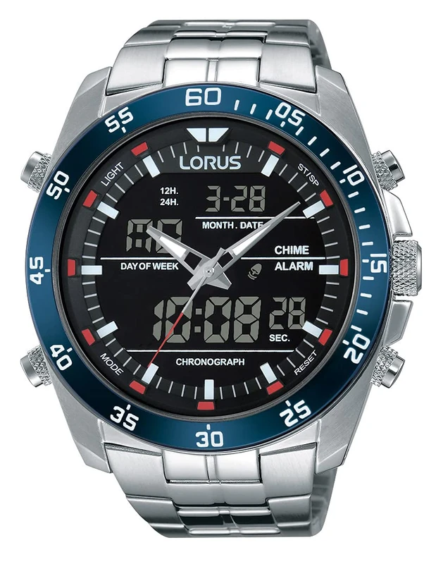 Lorus RW623AX5 Men's Analogue Digital Quartz Watch with Metal Strap