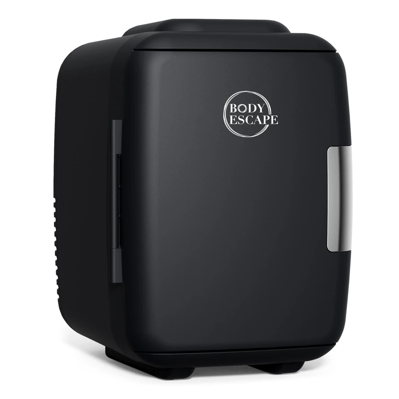 Body Escape Mini Beauty Fridge for Skincare - Birthday Gifts for Her - Retro, Portable, Compact and Quiet Small Fridge for Makeup - 5L - Black Mono