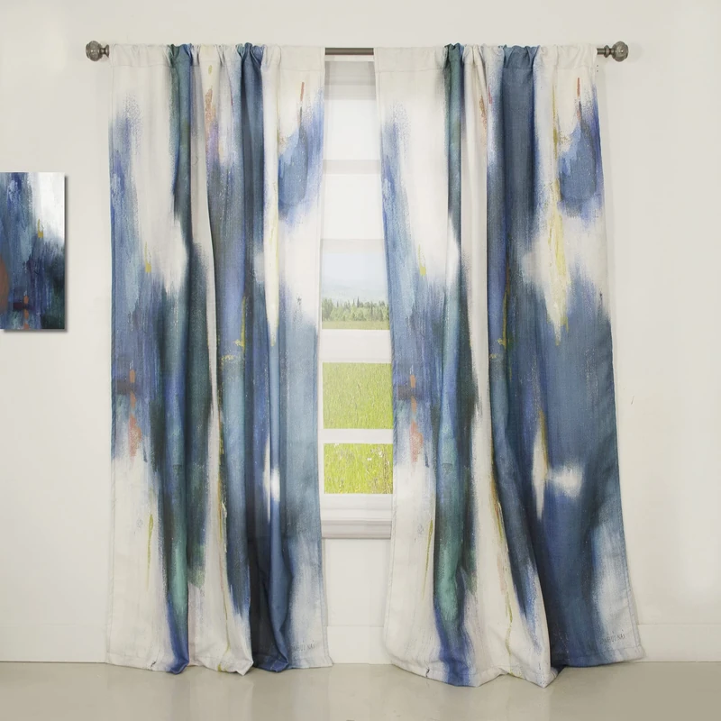DesignQ Curtains 'Blue Glam Texture I' Curtains for Bedroom, Curtains for Living Room, Curtains & Drapes - Thermal Insulated - Single Panel-52x95 - Image 1