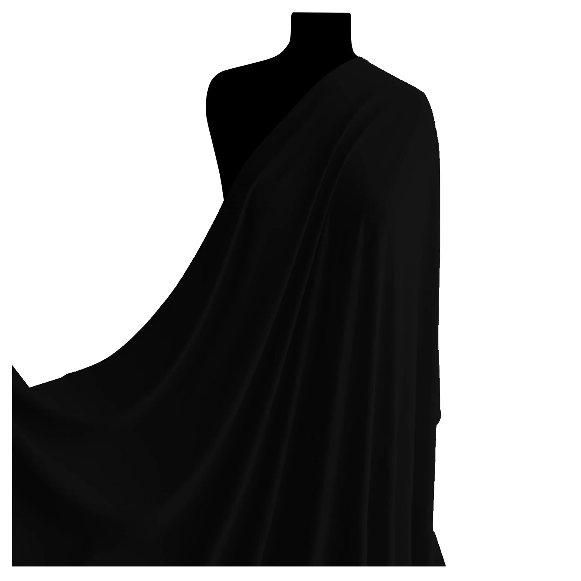 Black Lycra Nylon Spandex Fabric 4-Way Stretch Material for Dresses, Activewear, Swimwear, Dancewear, Decoration & Gymnastics l 60" - 150cm Wide | Sold by The Metre