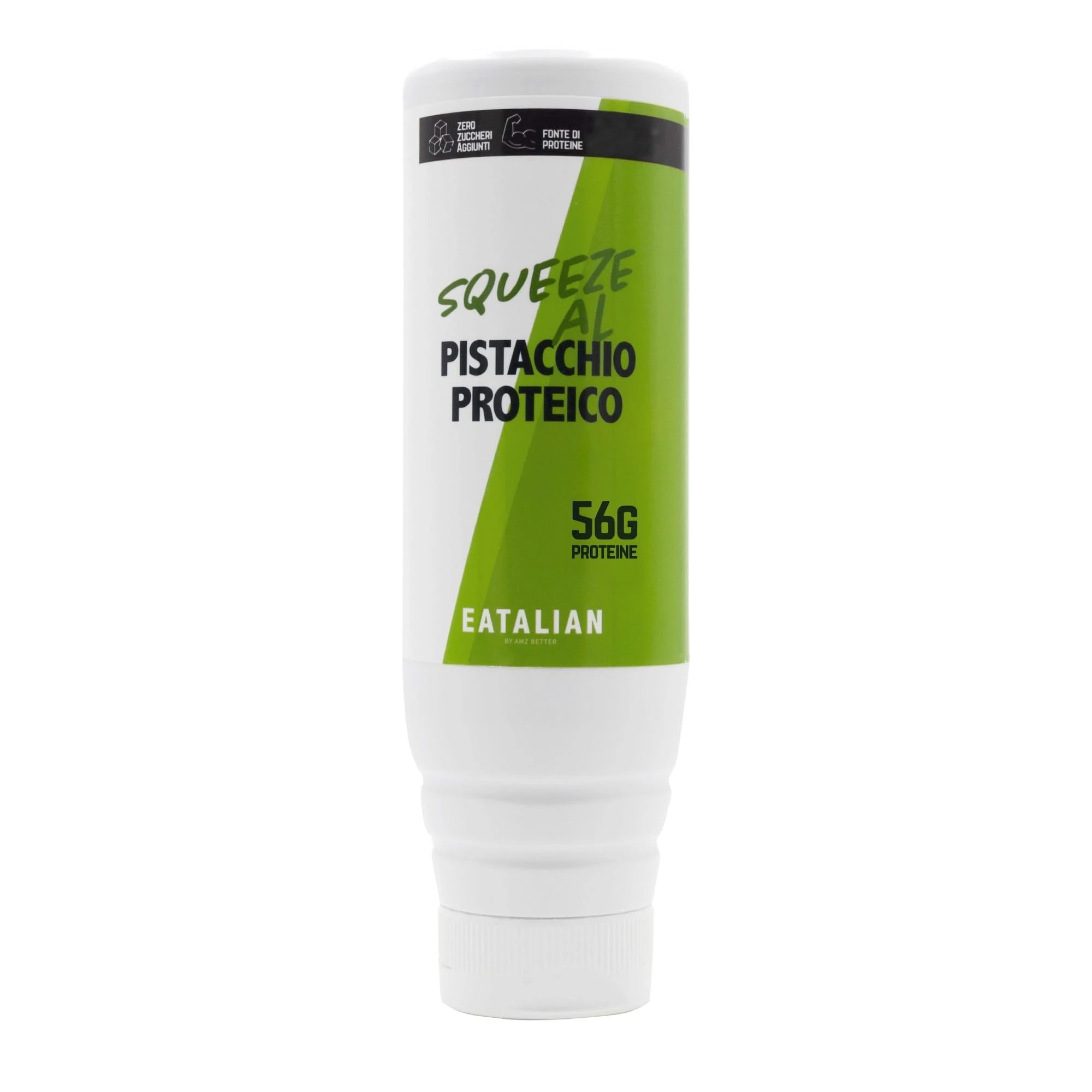 EATALIAN by AMZ BETTER Protein Pistachio Flavoured Topping, Sweet Protein Cream in 300 gr Squeezer, Made in Italy, Pistachio Sauce Ideal for Decorating Ice Cream, Desserts and Dubai Chocolate