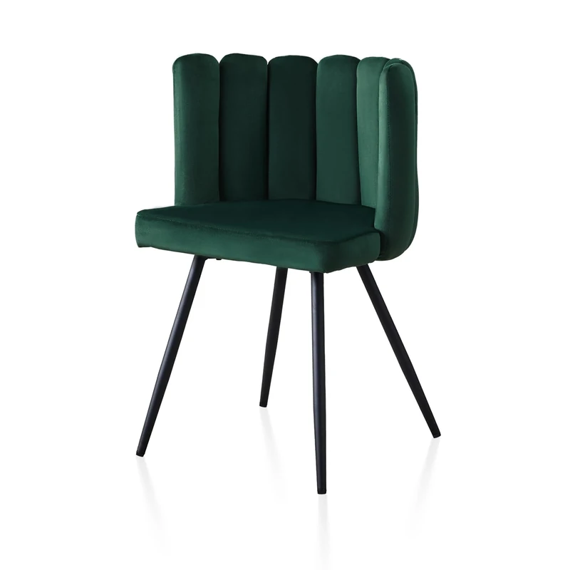 TUKAILAi Velvet Vanity Chair for Bedroom, Modern Upholstered Tub Chair with Petal Shape Back and Metal Legs, Dining Armchair for Home Living Room Dressing Room Lounge