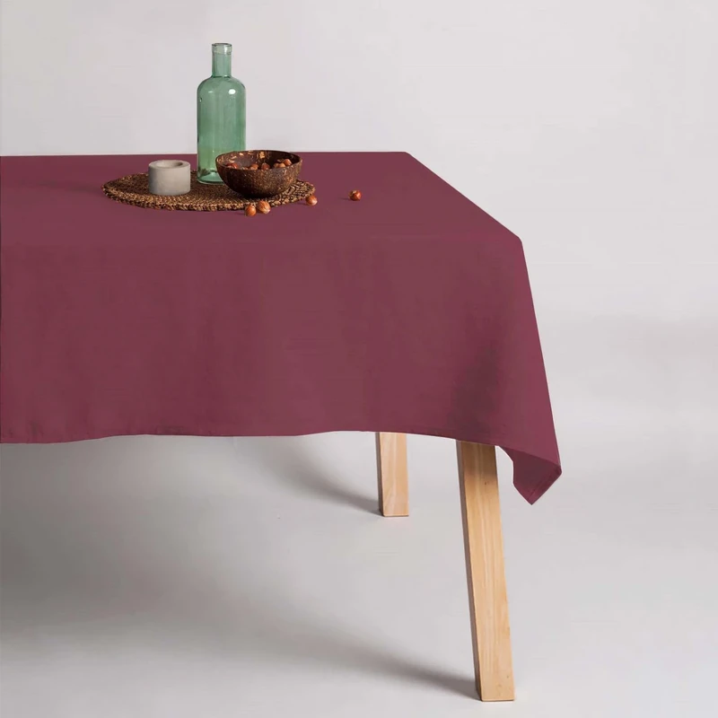 Belum | Stain-Resistant Tablecloth Linen 100% Burgundy 300 x 150 cm | Resinated Rectangular Table Cloth | Waterproof Tablecloth in Various Sizes | Linen Tablecloths for Indoor and Outdoor