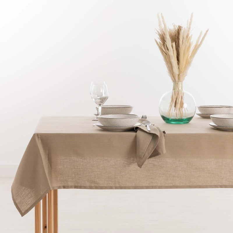 Belum | Stain-Resistant Tablecloth Linen 100% Taupe | Rectangular Table Cloth | Quality Waterproof Tablecloth in Various Sizes | Linen Tablecloths for Indoor and Outdoor (300 x 150)