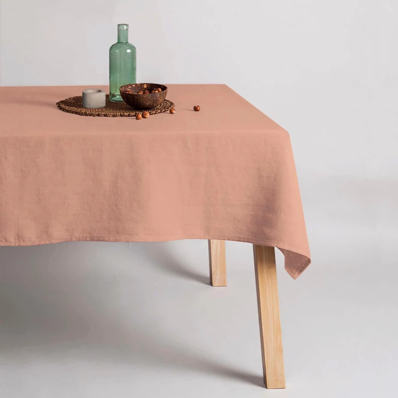 Belum | Stain-Resistant Tablecloth Linen 100% Dustypink 300 x 150 cm | Resinated Rectangular Table Cloth | Waterproof Tablecloth in Various Sizes | Linen Tablecloths for Indoor and Outdoor