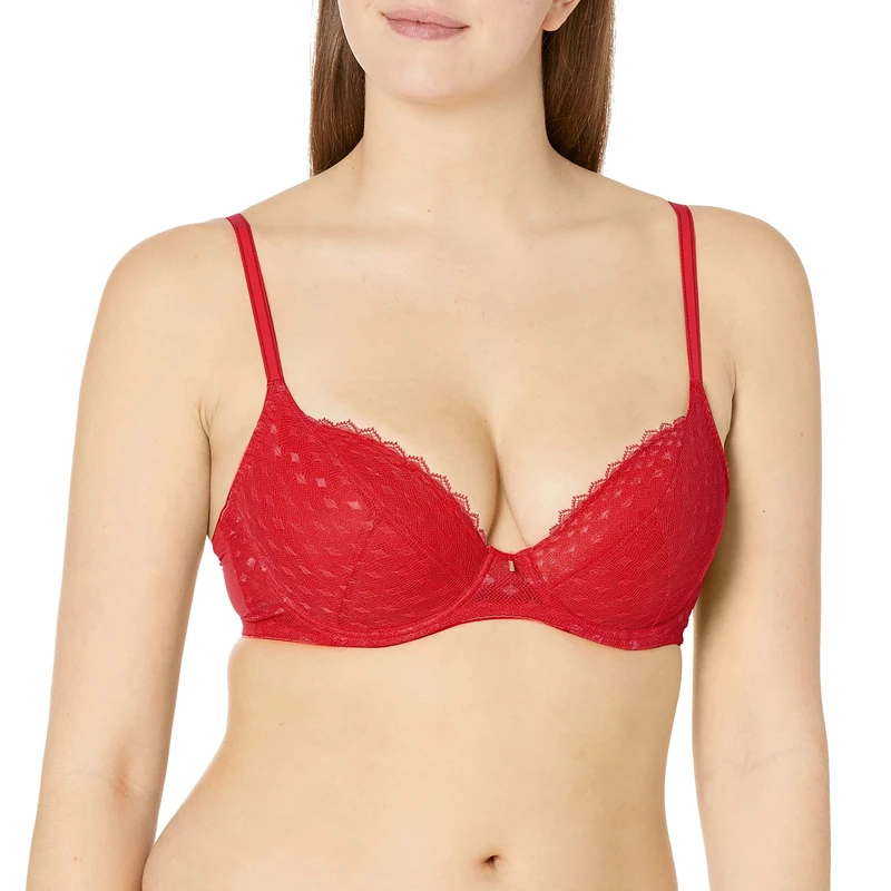 Freya Women's Signature Underwire Padded Plunge Bra, Chilli Red, 32DD