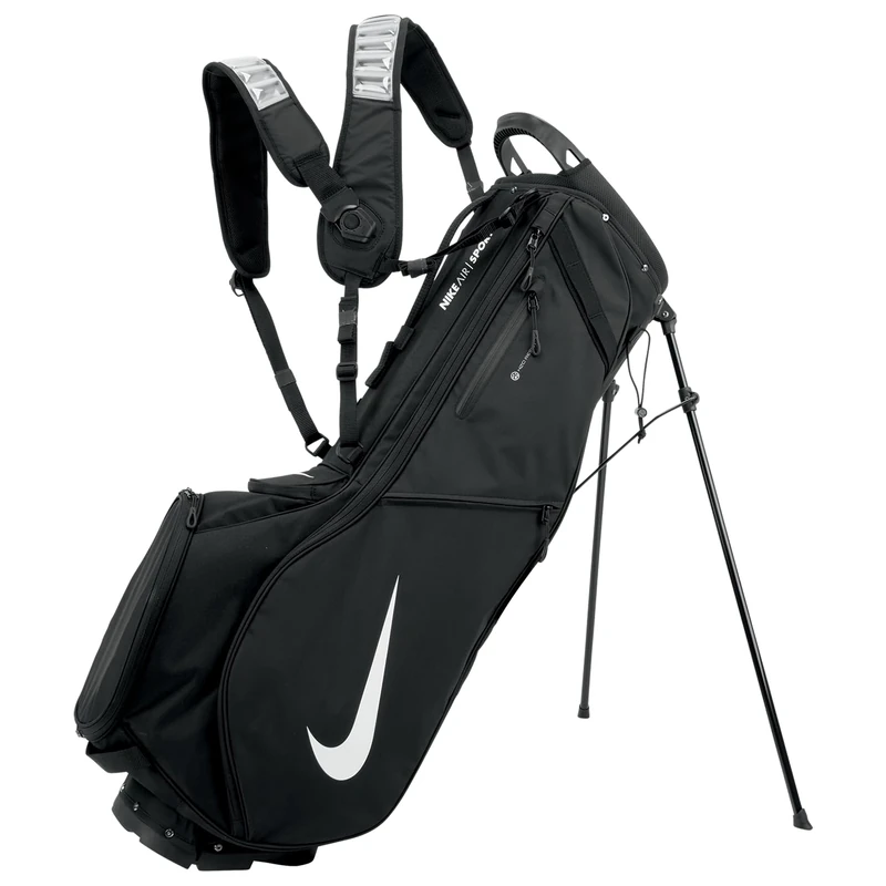 Nike Air Sport 2 Stand Bag Golf – Lightweight golf stand bag with legs – Comfortable golf bag with carrying strap – Golf Carry Bag, Black/Black/White, One Size