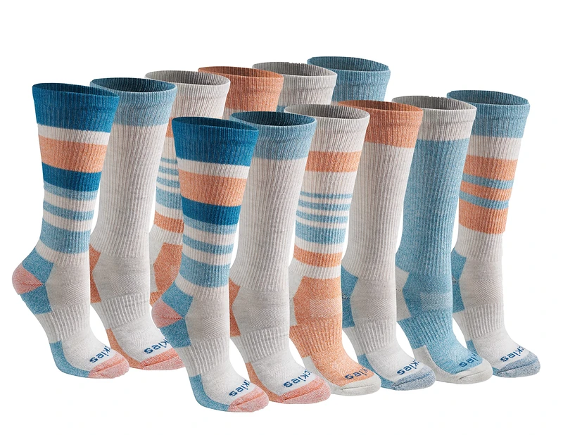 Dickies Women's Dri-tech Fashion Moisture Control Crew Socks, Available in S-XL (5, 6, Oatmeal Assorted (12 Pairs), M (Pack of 24)