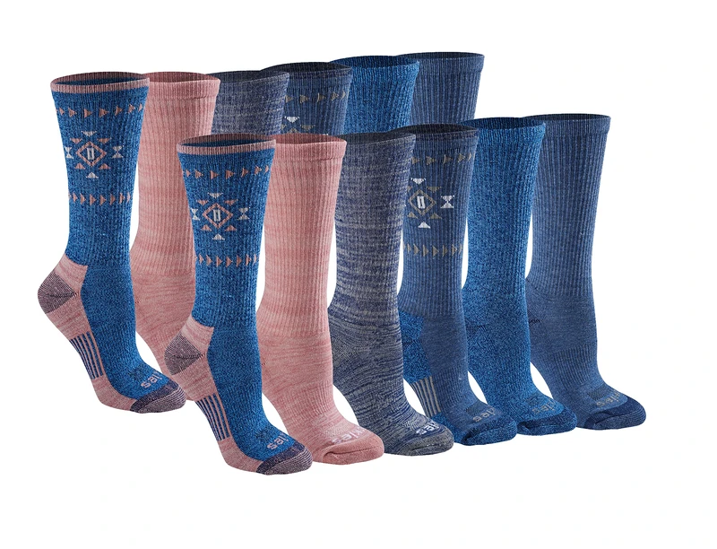 Dickies Women's Dri-tech Fashion Moisture Control Crew Socks, Available in S-XL (5, 6, Denim Tribal (12 Pairs), M (Pack of 24)