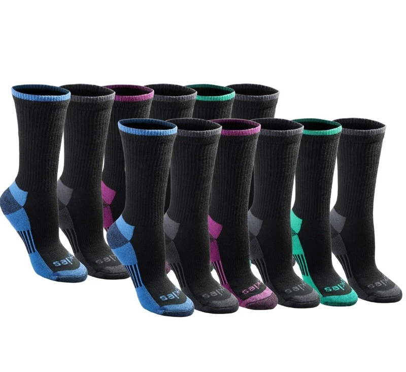 Dickies womens Dritech Advanced Moisture Wicking Crew Sock (6/12 Packs), Black Assorted (12 Pairs) - Image 1