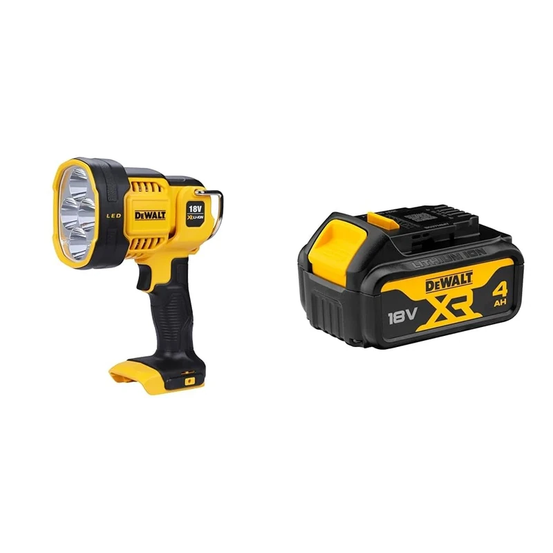 Dewalt DCL043-XJ XR Cordless LED Spotlight, 18V, 30cm x 20cm x 20cm, Black/Yellow Battery
