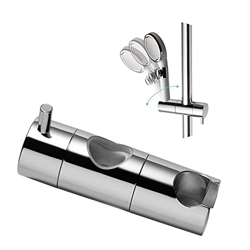 OFFO Shower Head Holder for Slide Bar Adjustable 0.95 inch(24mm) O.D, Adjustable Holder for Slide Bar Slider Clamp Bathroom Replacement, 360 Degree Rotation Sprayer Holder, Chrome Plated