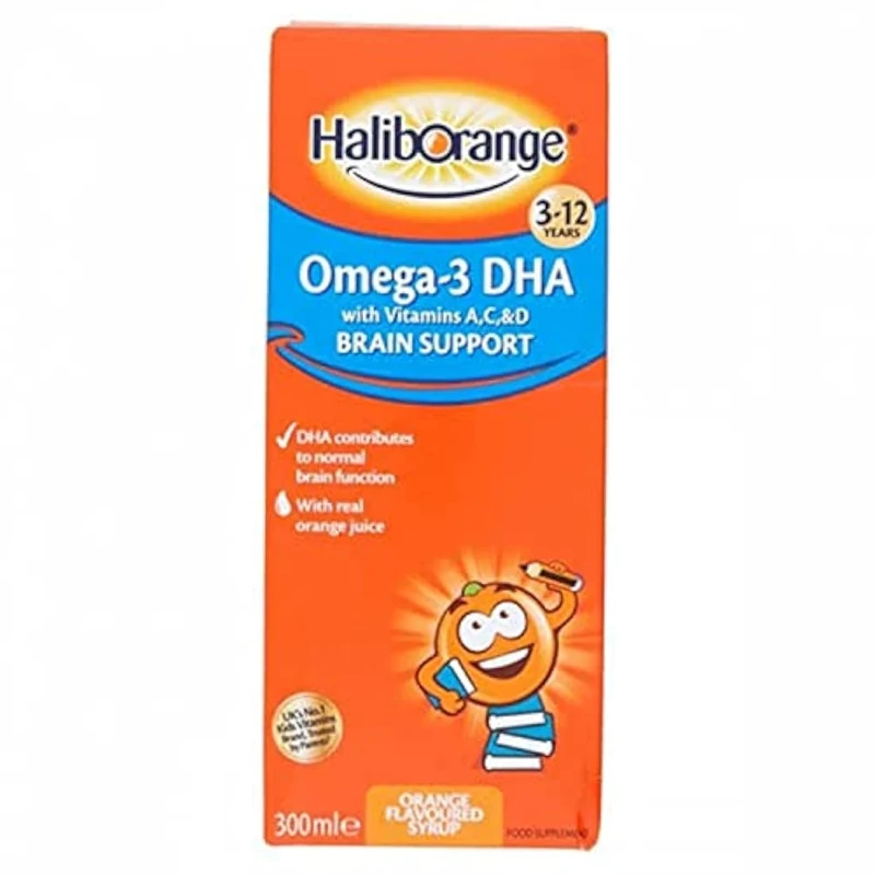 Haliborange Omega-3 DHA Syrup with Vitamins A, C & D | 300ml | Supports Brain, Eye, Bone & Immune Health for Children - Image 1