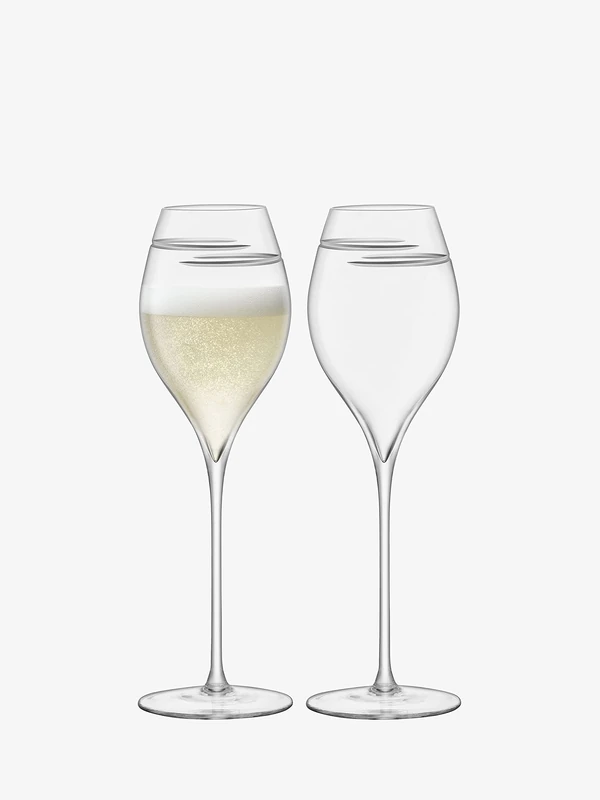 LSA International Verso Champagne Tulip Glass 370ml Clear/Cut x 2