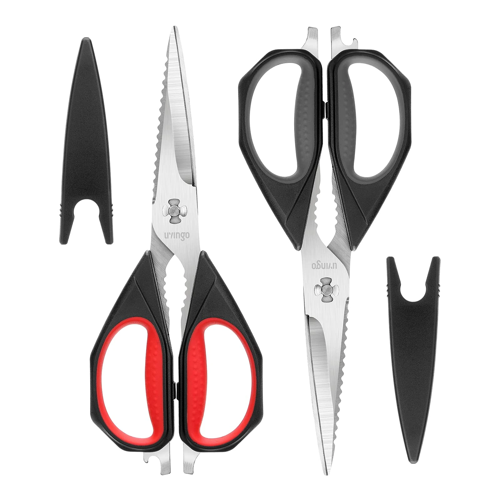 LIVINGO Kitchen Scissors, 2 Pack 9.25" Utility Multipurpose Poultry Shears Heavy Duty Dishwasher Safe, Come Apart Sharp Stainless Steel Cooking Food Scissors for Cutting Meat, Chicken, Vegetable, Fish