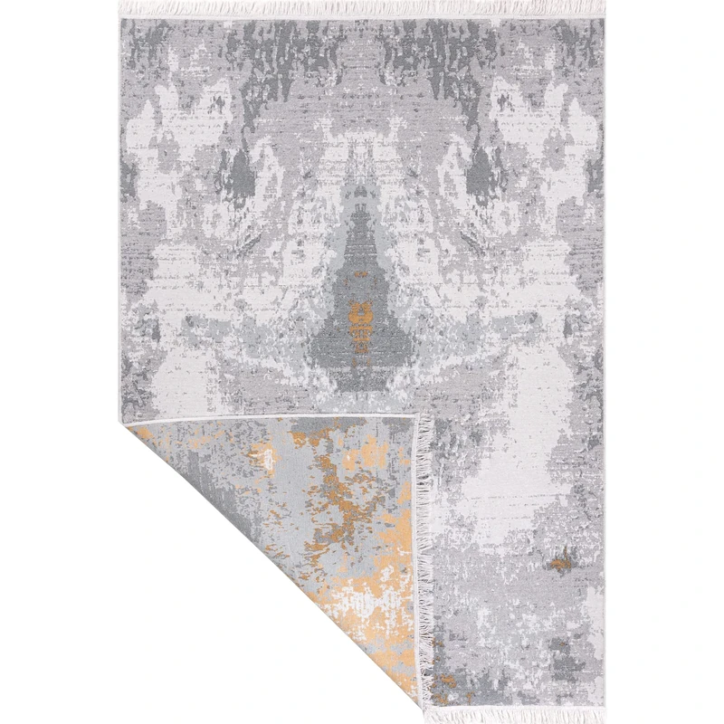 Jimri Fashion4Home Rug Runner Rug for Living Room Bedroom Kitchen Children's Room Bathroom Boho Kilim Runner Hallway Abstract Grey/Gold, Size: 160 x 230 cm