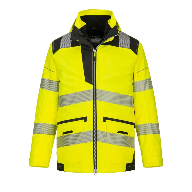 Portwest PW367 PW3 Hi-Vis Breathable 5-in-1 Jacket Multi Pocket Long Sleeve