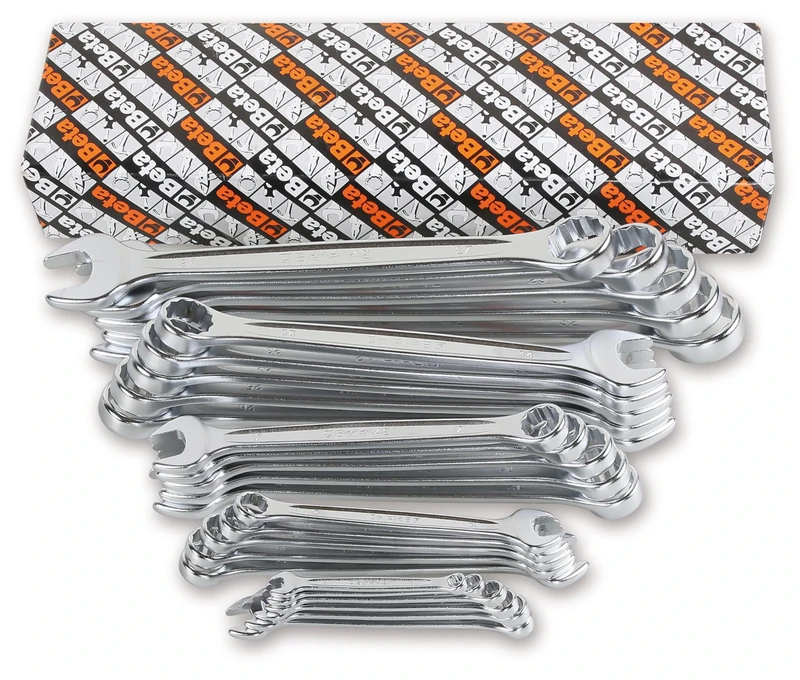 BETA 42/S26 - Set of 26 Chrome Steel Combination Spanners with Forks and 15° Angled Polygon - Image 1