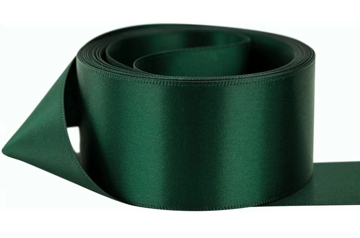Double Sided Faced Satin Ribbon 38mm x 5 Meters (Dark Green) Perfect for Gifts Wrap Sew Party, Decorations Events Dress Wedding Christmas Crafts, Bows Car, DIY, Bouquets, Cake More