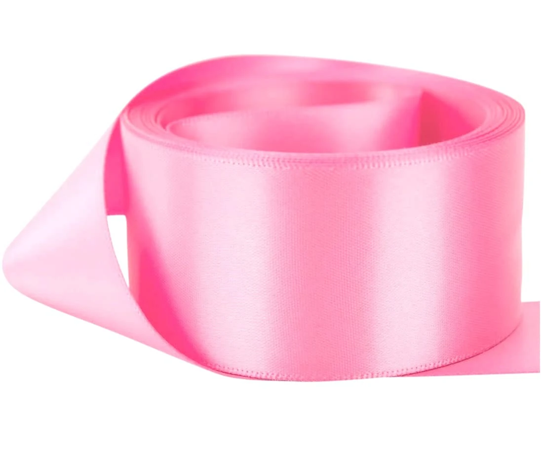 Double Sided Faced Satin Ribbon Size 38mm x 10 Meters (Pink) Perfect for Gifts Wrap Sew Party, Decorations Events Dress Wedding Christmas Crafts, Bows Car, DIY, Bouquets, Cake More