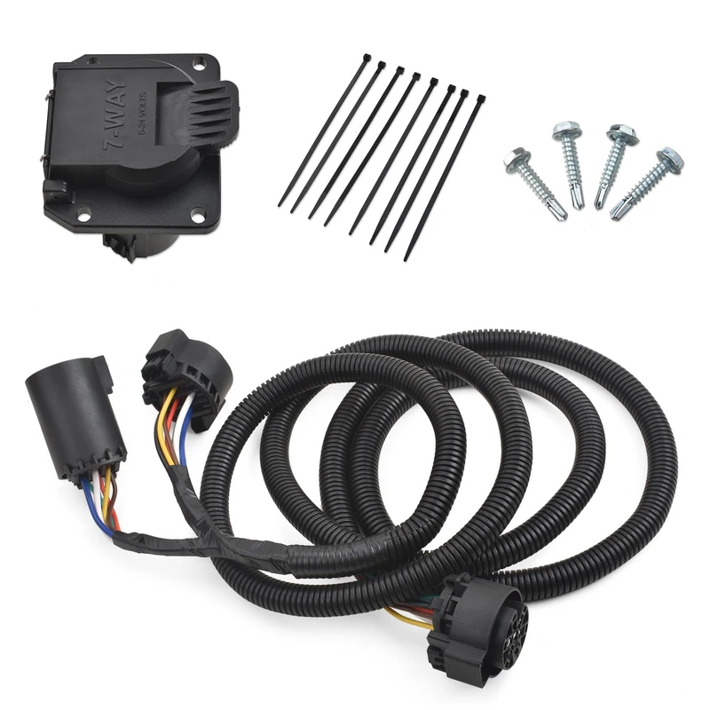 MITZONE 7-Foot 7-Pin Vehicle-Trailer Wiring Plug Harness Extension Compatible with Chevy/Dodge/Ford/GMC/Nissan/Toyota/Ram for Fifth-Wheel and gooseneck Trailers [Truck Bed Extension] 56070