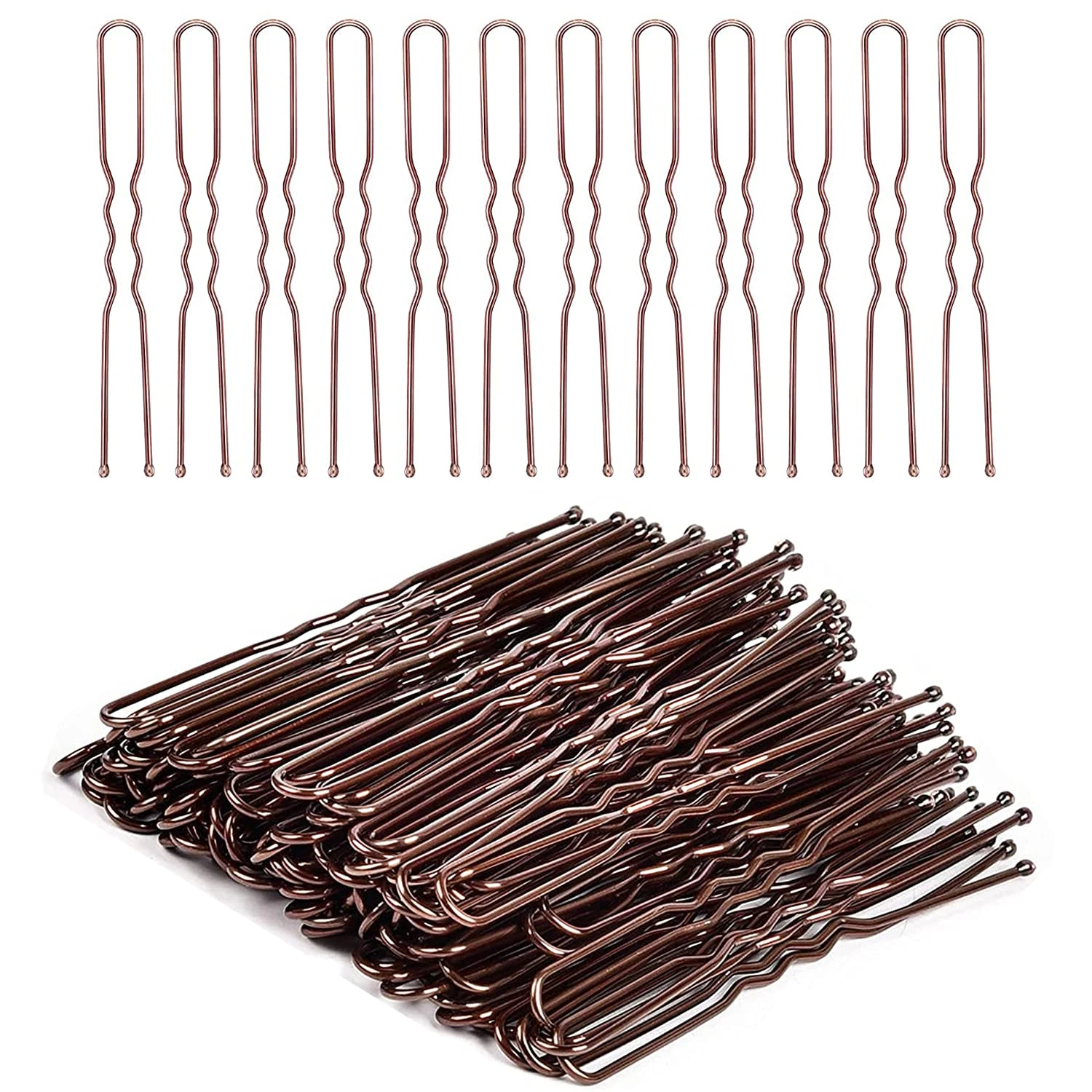 Hiscate Brown Hair Pins,Bobby Pins U shape Hair Bun Pins Bun Pins Hair Clips Hair Grips for Women Hair Styling Pins 50 Pieces Ideal for All Hair Types (6 cm/2.36 Inch)