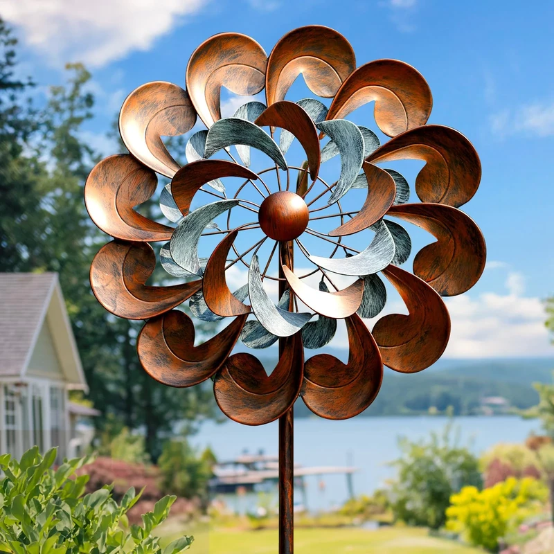 Pure Echo Wind Spinner Outdoor Garden Decor, Wind Spinners for Yard and Garden, 84 inch Copper Wind Sculptures & Spinners for Yard Decorations - Larger Spinners