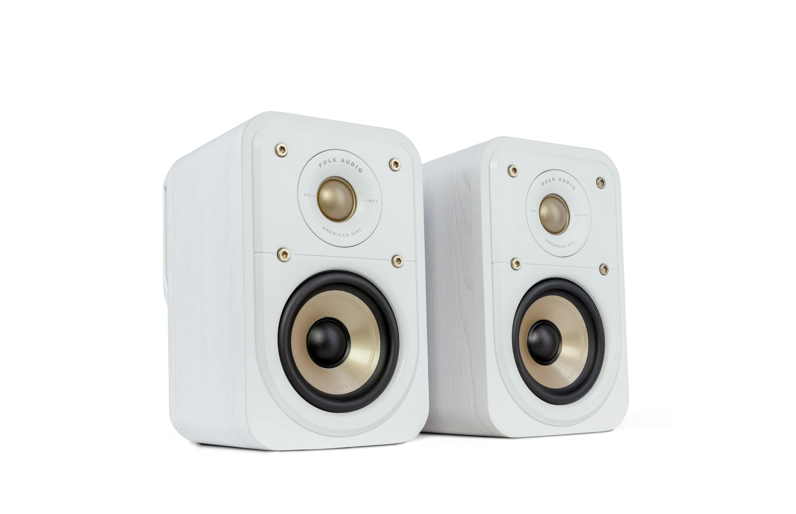 Polk Audio Signature Elite ES10 Satellite Surround Speakers, High-Resolution, Hi-Fi, Dolby Atmos & DTS:X Compatible, Wall-Mountable (Pair) - White