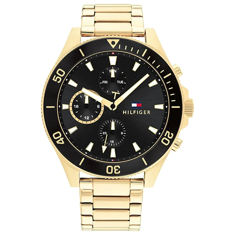 Tommy Hilfiger Analogue Multifunction Quartz Watch for Men with Gold Colored Stainless Steel Bracelet - 1791919