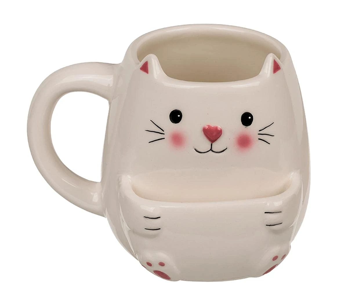 outoftheblue Cat Coffee Mug with Biscuit Compartment - Kitten Cup Coffee Cup, Clear