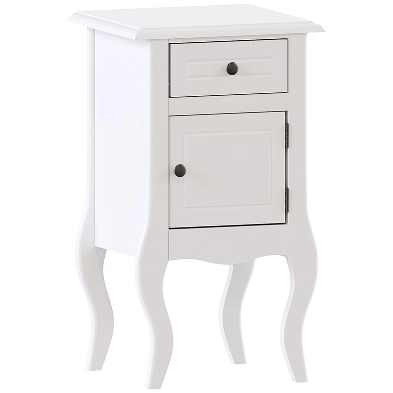 Vida Designs Nishano Nightstand with 1 Drawer and 1 Door, White.
