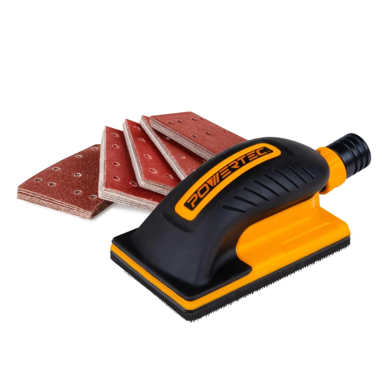 POWERTEC 71514 80mm x 130mm Hand Sanding Block with Aluminium Oxide Sanding Block (40, 80, 120, 180, 240, 10 of Each)