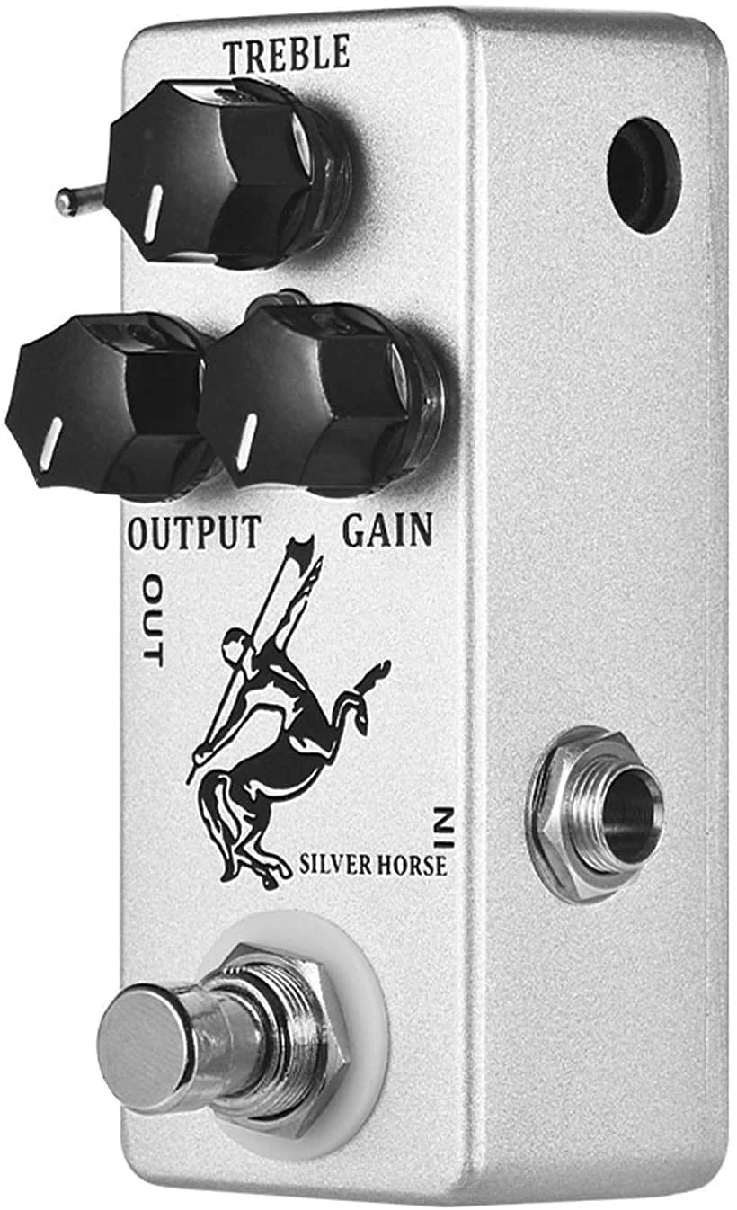 Btuty Guitar Horse Overdrive Effect Pedal Boost Silver Horse Full Metal Shell True Bypass (Silver)
