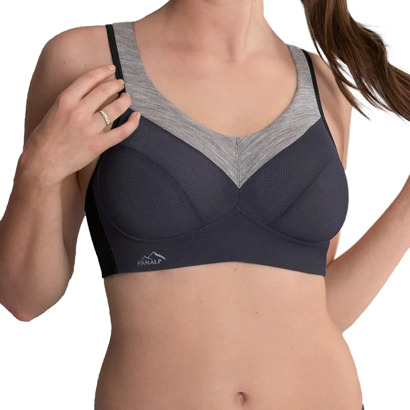 Anita Women's Sports Bra PanAlp Wool 5555 Anthracite-Melange 42A - Image 1